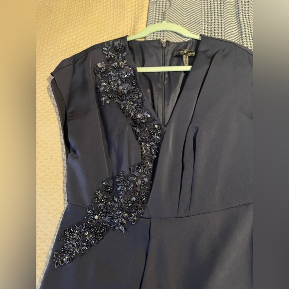 Aidan Mattox- NWT Navy V-Neck Cap Sleeve Beaded Cocktail Mini Dress - Picture 5 of 6